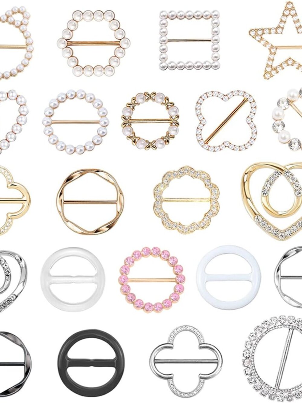 22 Pcs Scarf Ring, Shirt Tie Waist Cinch Clip To Tighten Buckle For Women